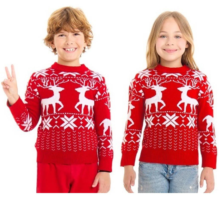 Translation missing: en.Jersey de Navidad Renos greca rojo para niños