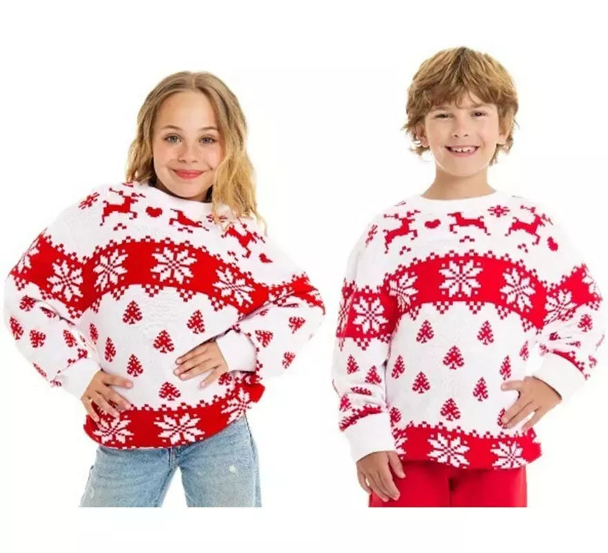 Jersey de Navidad Woods Greca Copos rojo y blanco para niños