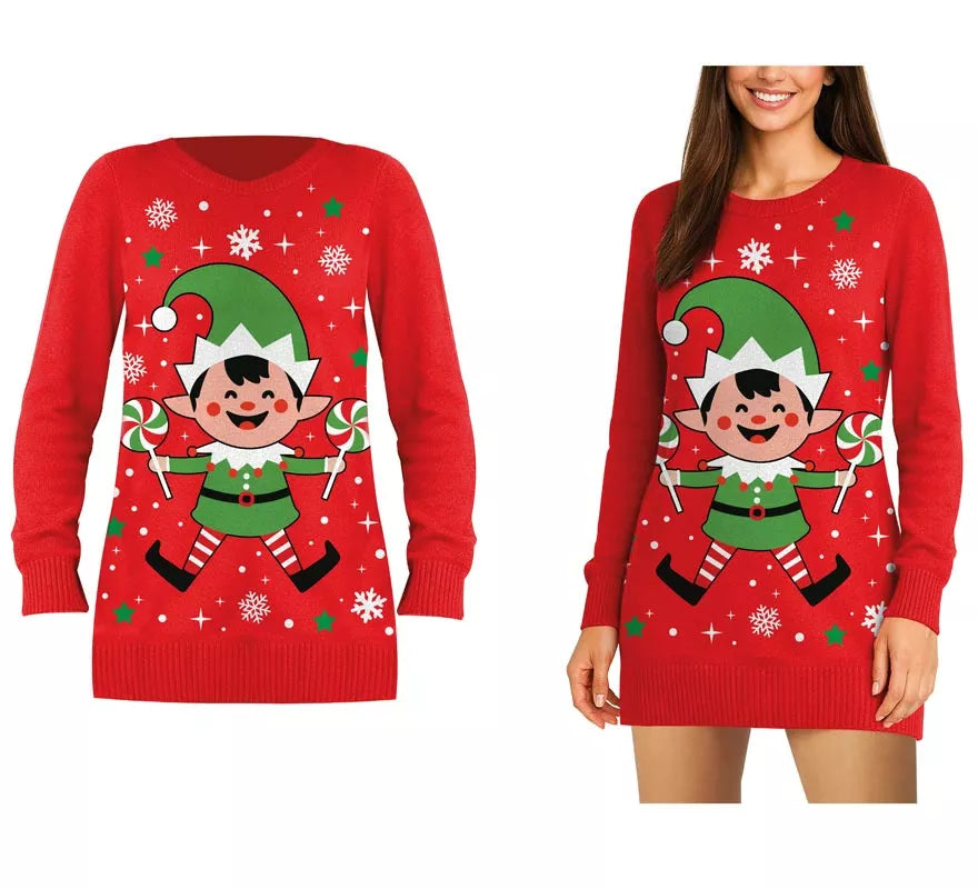 Translation missing: en.Jersey Largo Navideño de Elfo para mujer