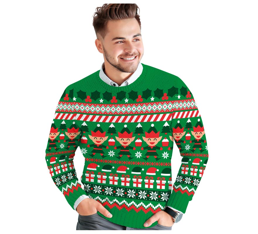 Translation missing: en.Jersey Navidad Elfo verde para hombre