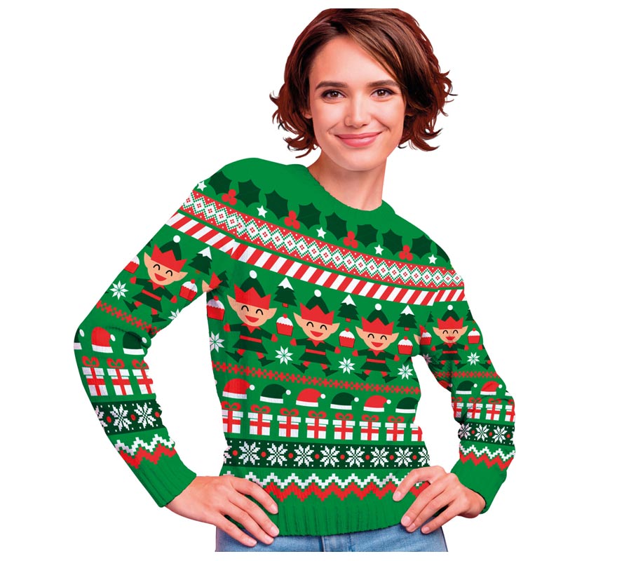 Translation missing: en.Jersey Navidad Elfo verde para mujer