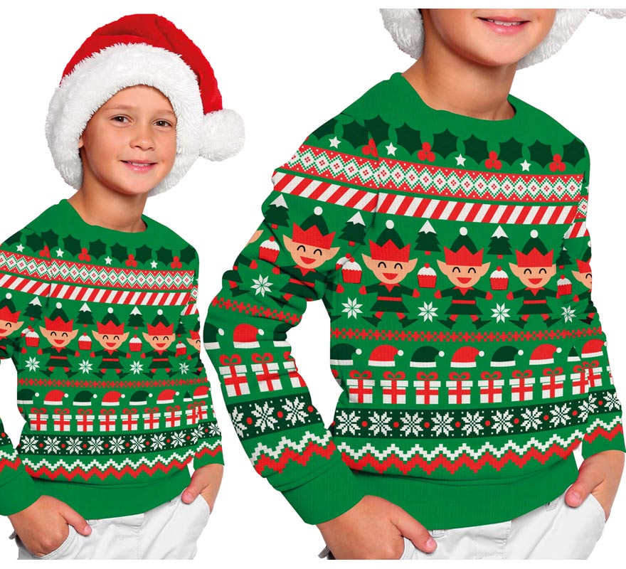 Translation missing: en.Jersey Navidad Elfo verde para niños