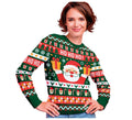 Jersey Navidad Ho Ho Ho verde y rojo para mujer