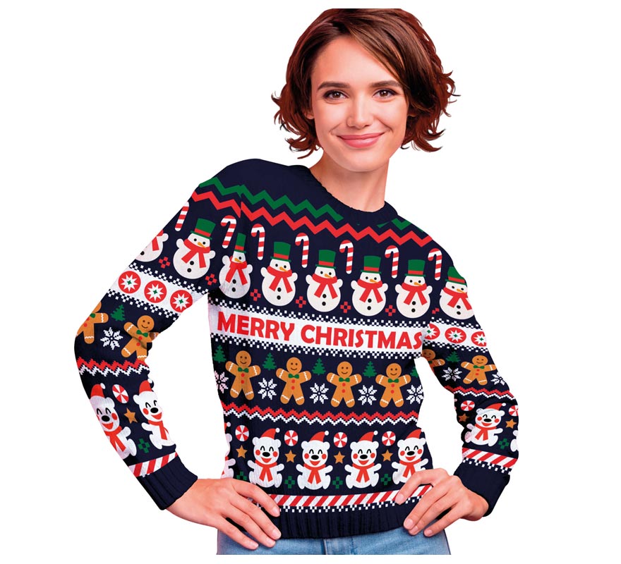 Jersey Navidad Muñeco de Nieve para mujer