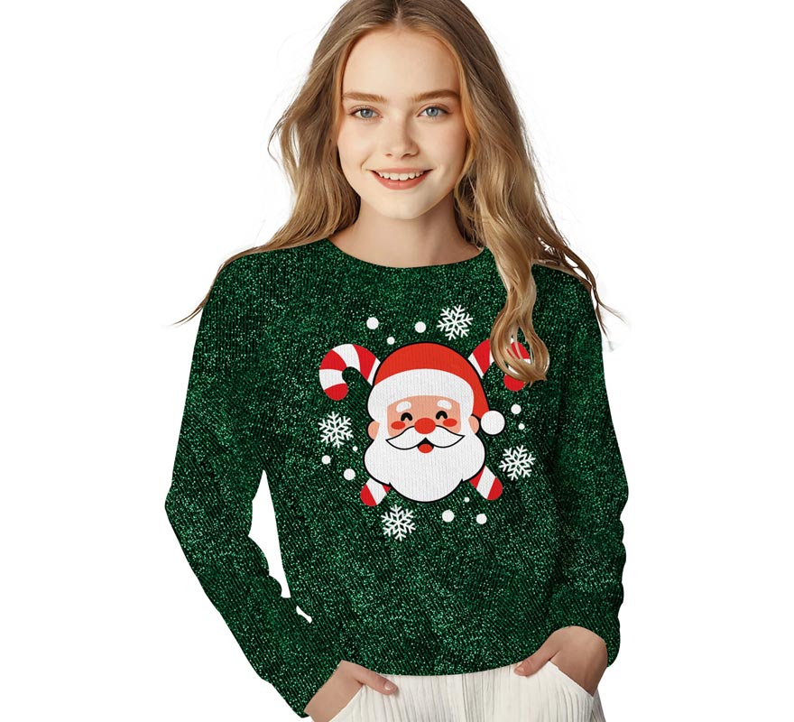 Translation missing: en.Jersey Navidad Papa Noel con Purpurina para niños
