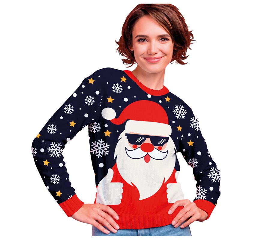 Jersey Navidad Papá Noel cool para mujer