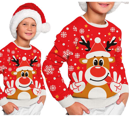 Jersey Navidad Reno Feliz rojo para niños