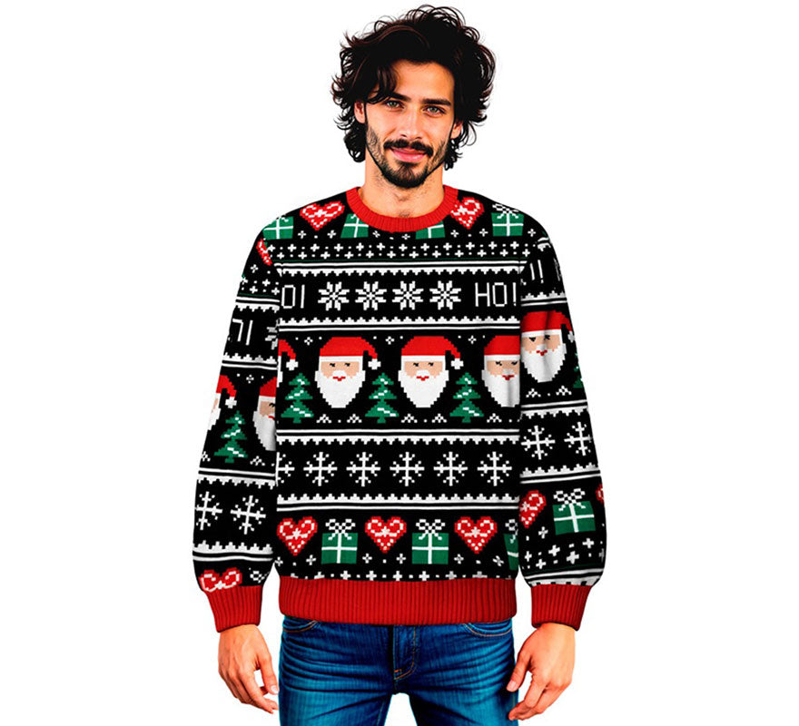 Translation missing: en.Jersey Navideño azul Papá Noel para adulto