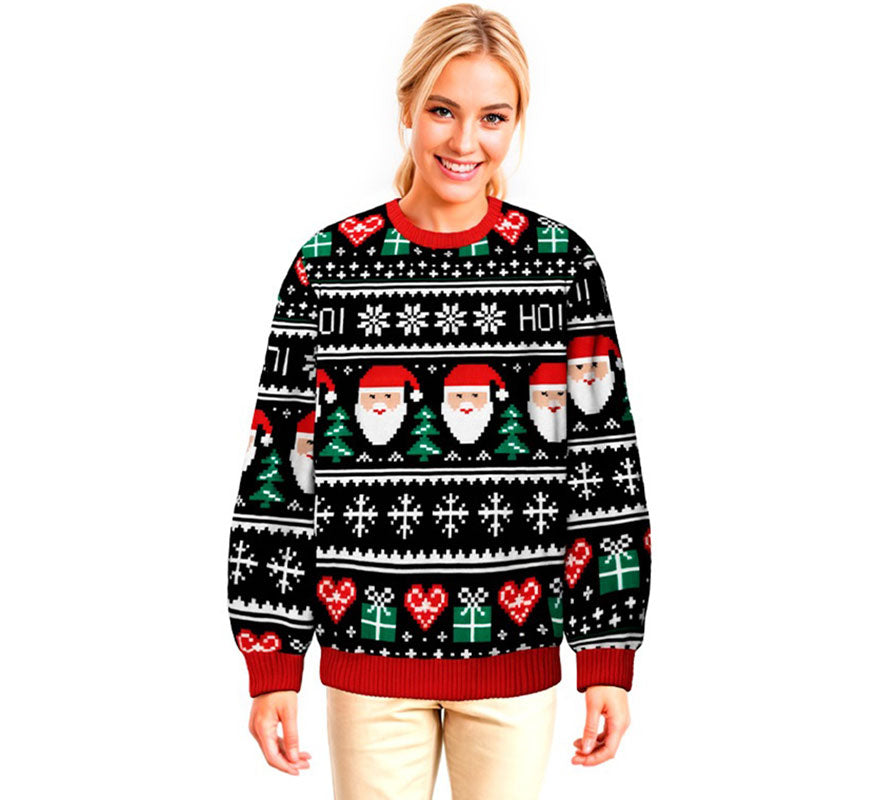 Translation missing: en.Jersey Navideño azul Papá Noel para adulto