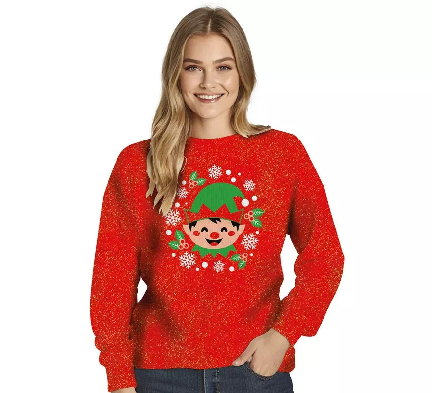 Translation missing: en.Jersey Navideño de Elfo con Purpurina para mujer