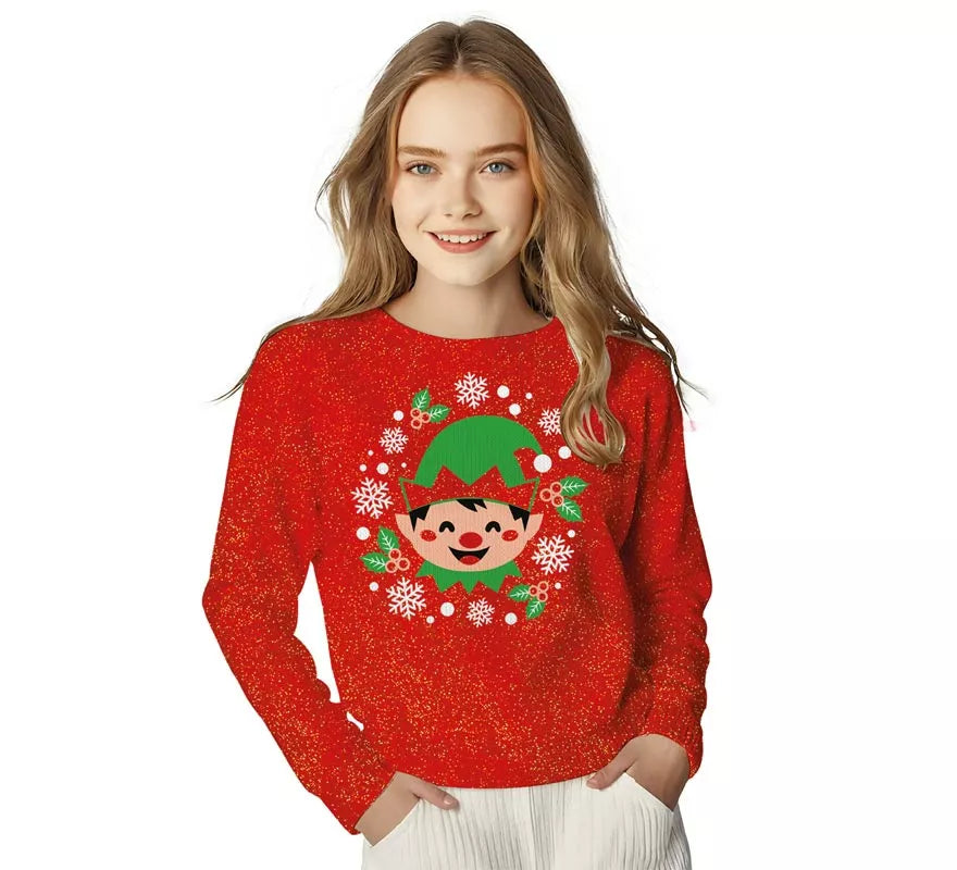 Translation missing: en.Jersey Navideño de Elfo con Purpurina para niños