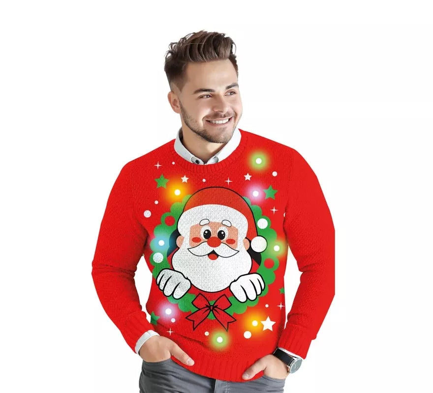 Translation missing: en.Jersey Navideño de Papá Noel con 12 Luces LED para hombre