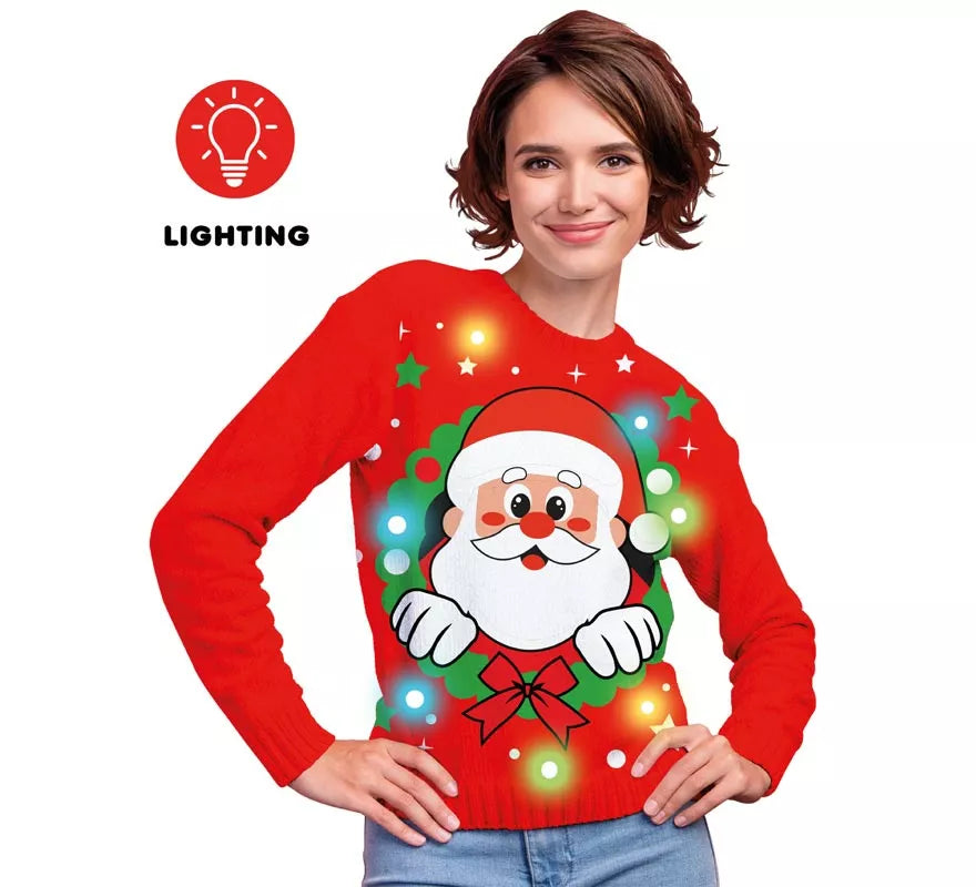 Translation missing: en.Jersey Navideño de Papá Noel con 12 Luces LED para mujer