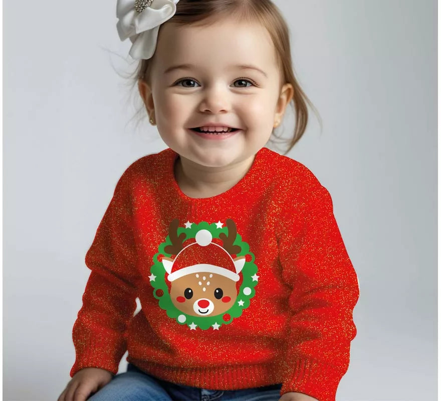 Translation missing: en.Jersey Navideño de Reno con Purpurina para bebé