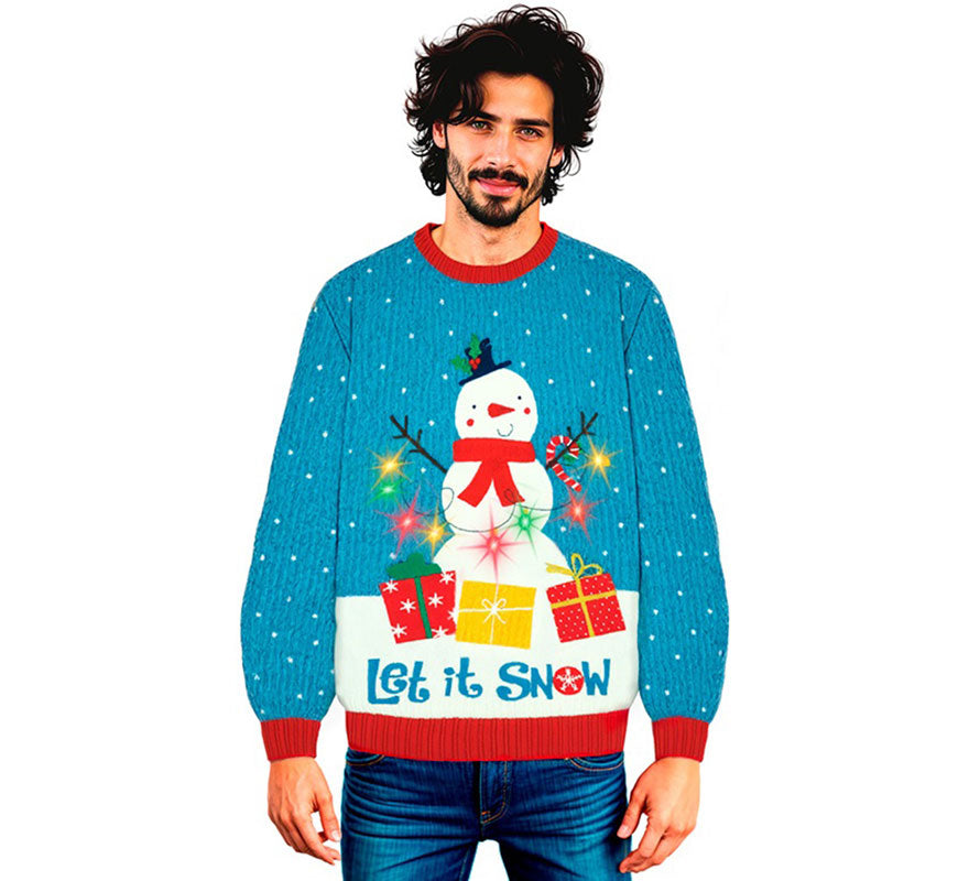 Translation missing: en.Jersey Navideño Muñeco de Nieve con Luces para adulto