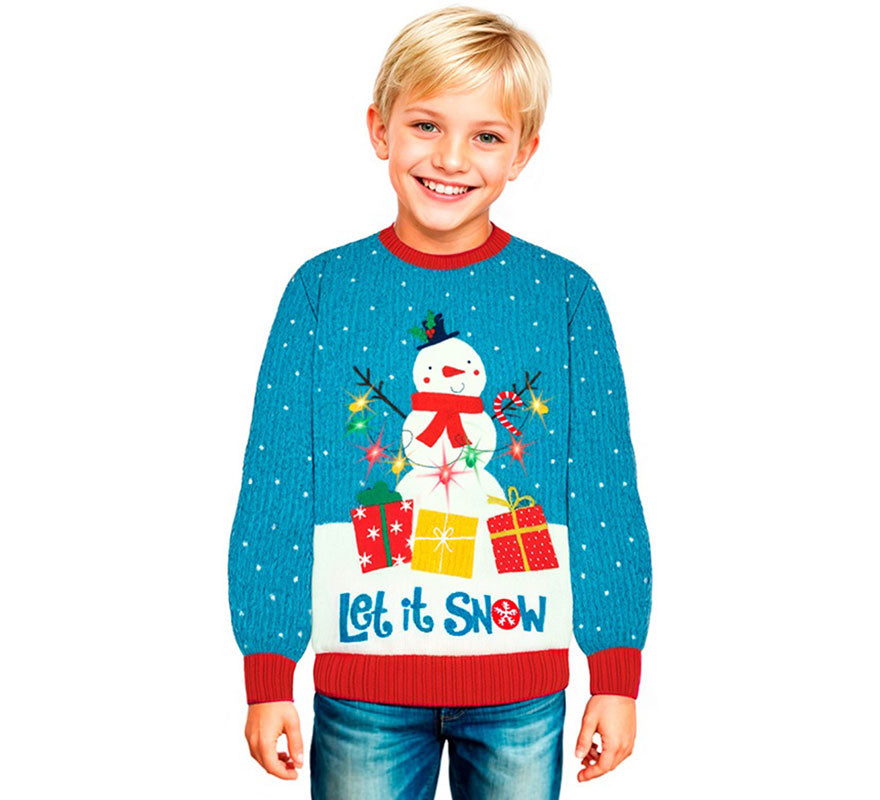 Translation missing: en.Jersey Navideño Muñeco de Nieve con Luces para niños