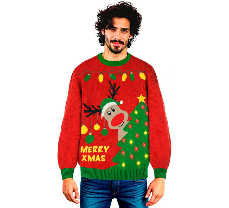 Translation missing: en.Jersey Navideño Renito con Luces para adulto