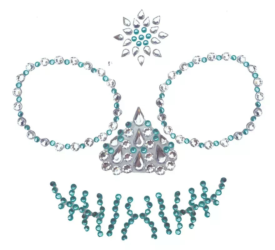 Joyas Faciales Adhesivas de Calavera Verde