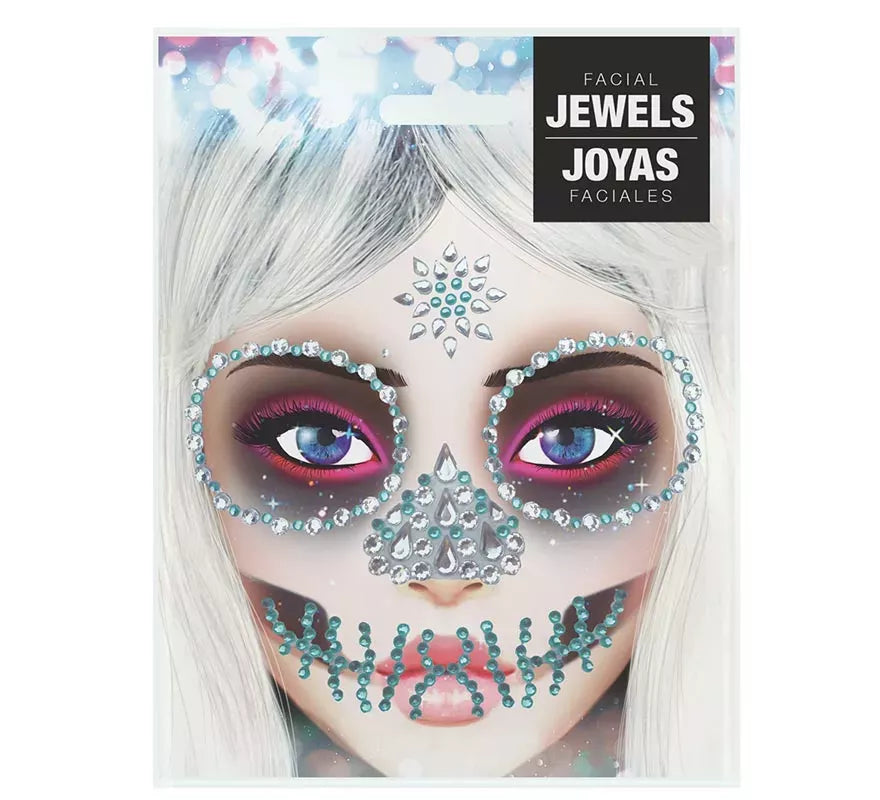 Joyas Faciales Adhesivas de Calavera Verde