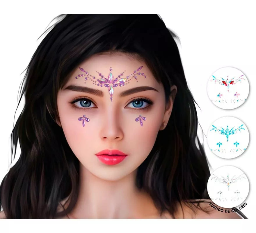 Translation missing: en.Joyas Faciales adhesivas Gemas diamante en varios colores surtidos adulto