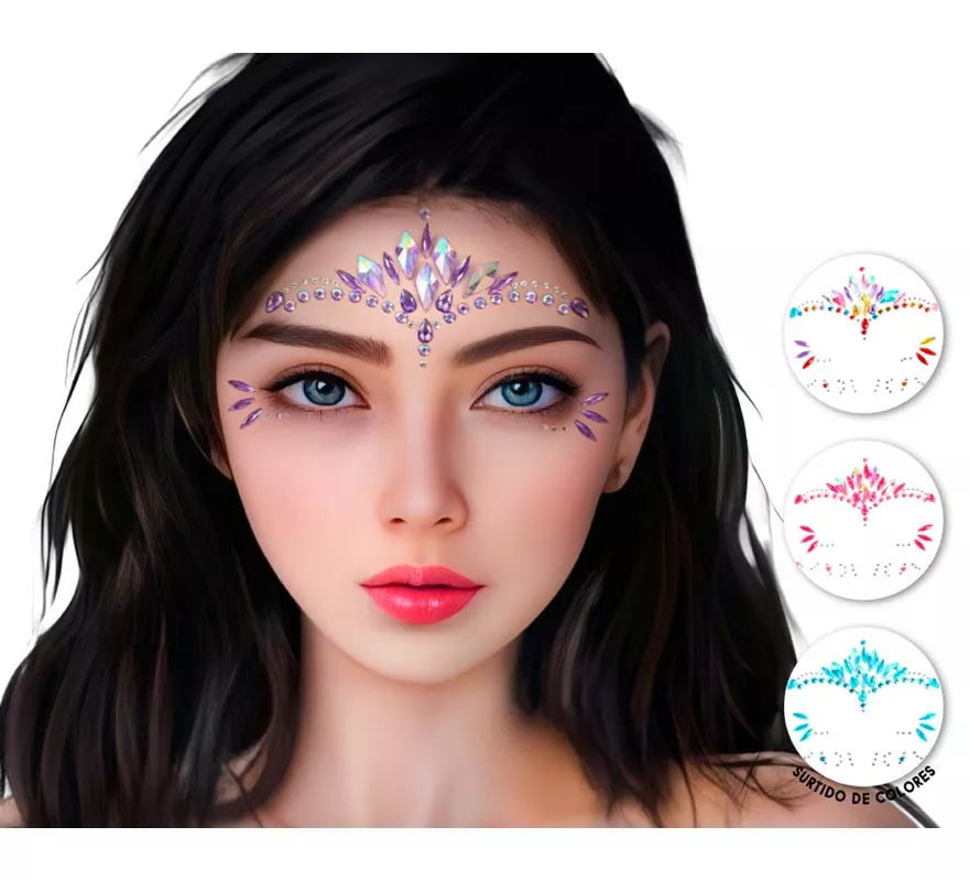 Translation missing: en.Joyas Faciales adhesivas Gemas gotas en varios colores surtidos adulto