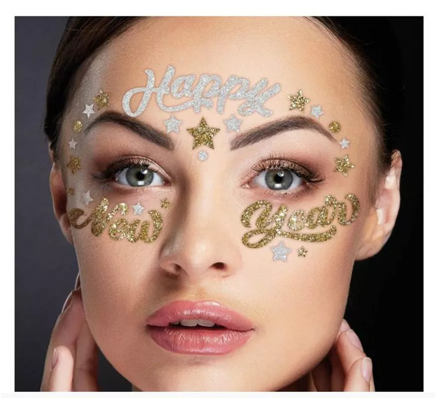 Translation missing: es.Joyas Faciales Adhesivas Happy New Year brillantes