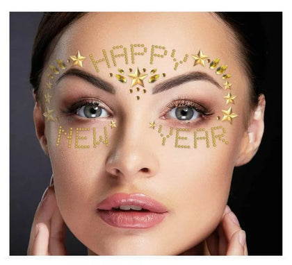Joyas Faciales Adhesivas Happy New Year puntos