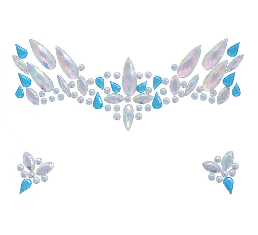 Joyas Faciales Azules y Blancas Adhesivas