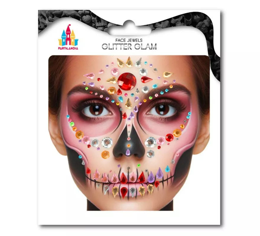 Translation missing: en.Joyas Faciales Calavera Fashion Gemas multicolor adulto