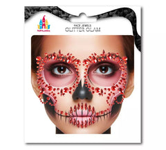 Facial Jewelry Skull Fashion Red Gems Adult