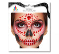 Joyas Faciales Calavera Fashion Gemas rojo escarlata adulto