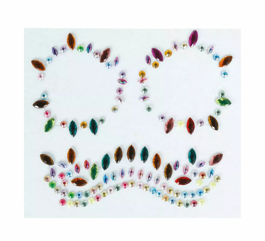 Joyas Faciales Calavera multicolor Adhesivas de 13x15 cm