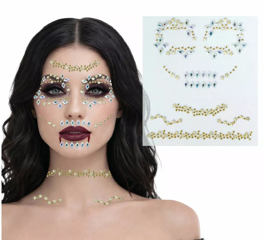 Translation missing: en.Joyas Faciales Calavera oro Adhesivas de 13x15 cm