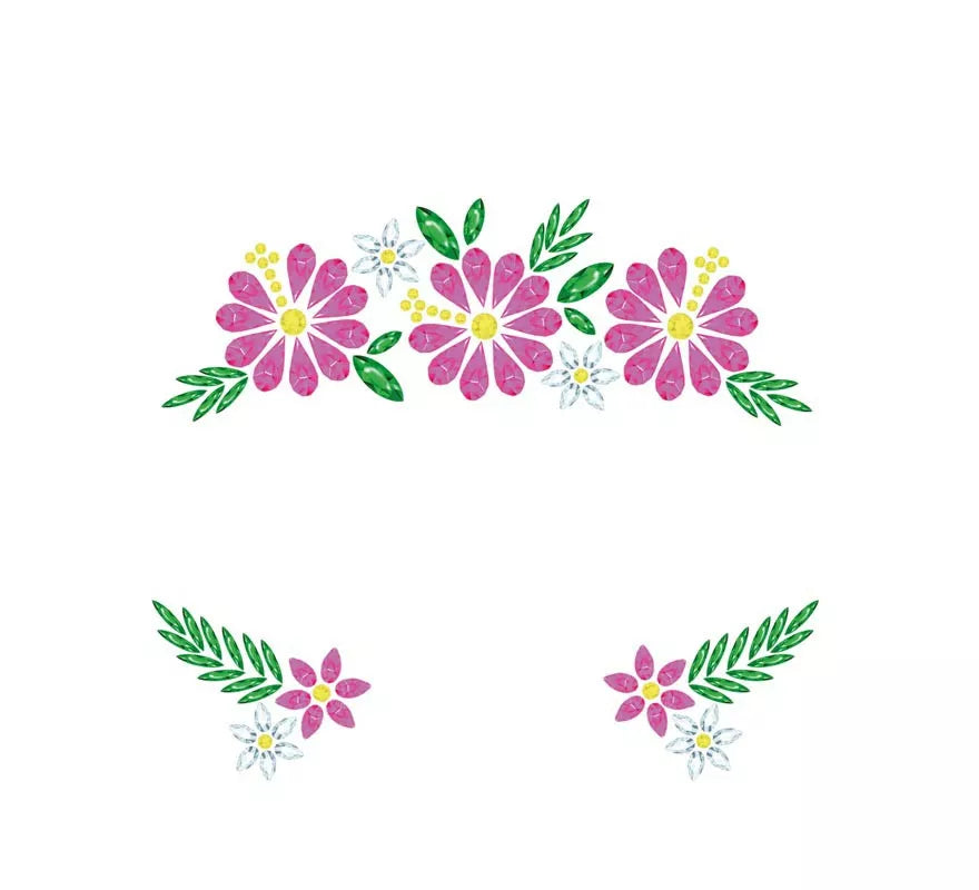 Joyas Faciales Flores rosa y verde