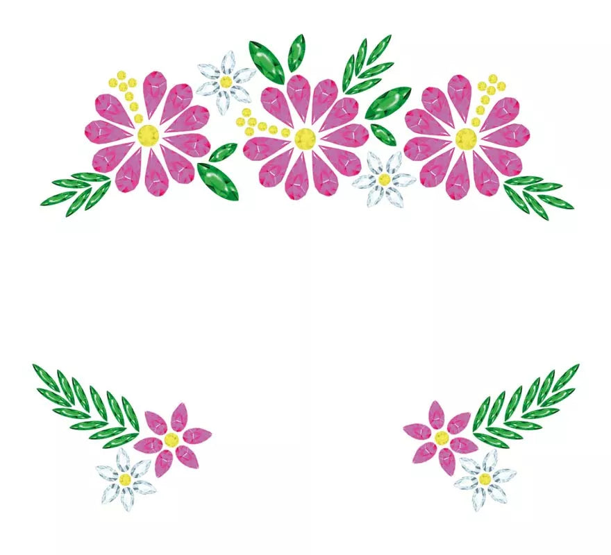Joyas Faciales Flores rosa y verde