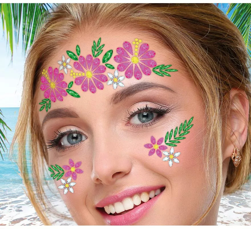 Translation missing: en.Joyas Faciales Flores rosa y verde