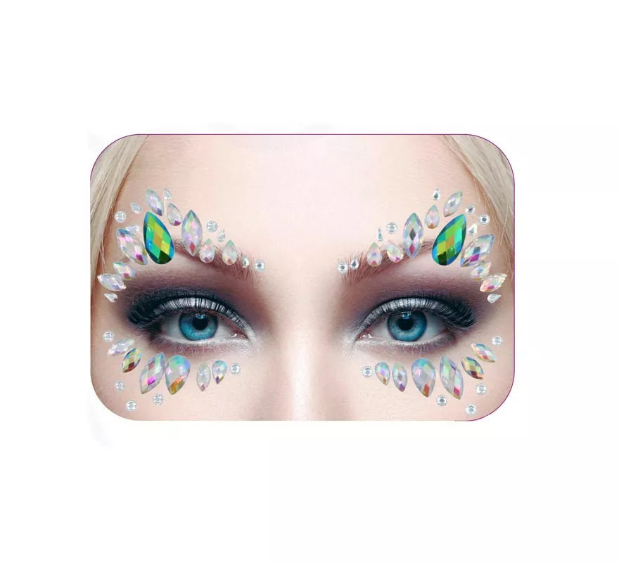 Joyas Faciales gotas plateadas holográfico brillantes