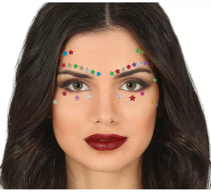 Joyas Faciales Pestañas y Cejas Estrellas multicolor