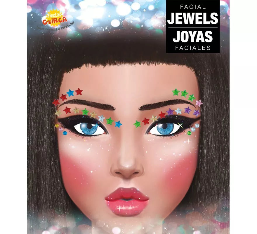 Joyas Faciales Pestañas y Cejas Estrellas multicolor