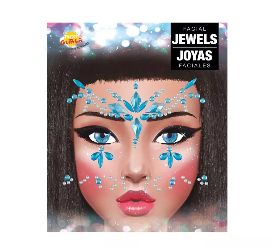 Joyas Faciales y Uñas azul Diamantes elegantes