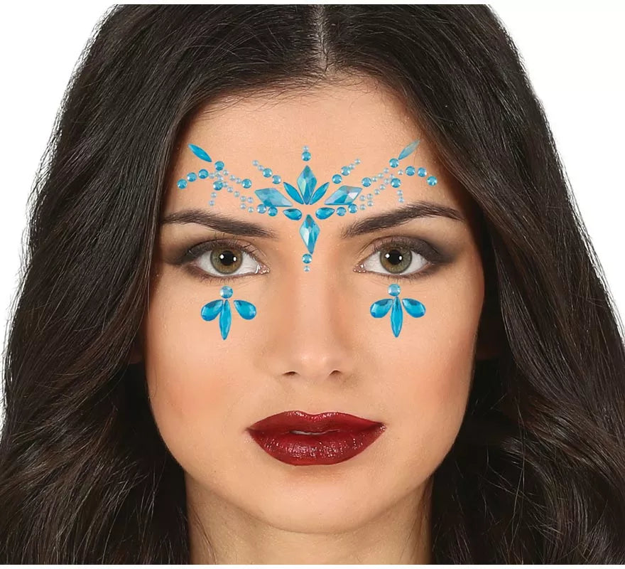 Joyas Faciales y Uñas azul Diamantes elegantes
