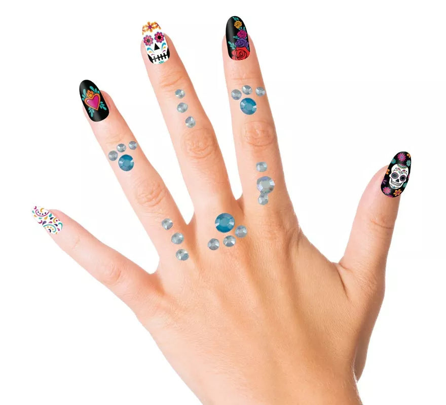 Joyas Faciales y Uñas azul Diamantes elegantes