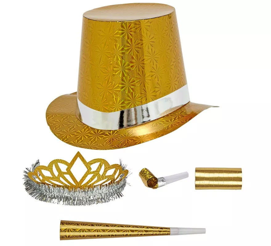 Translation missing: en.Kit 5 Cotillones Las Vegas Party Holográfico dorado