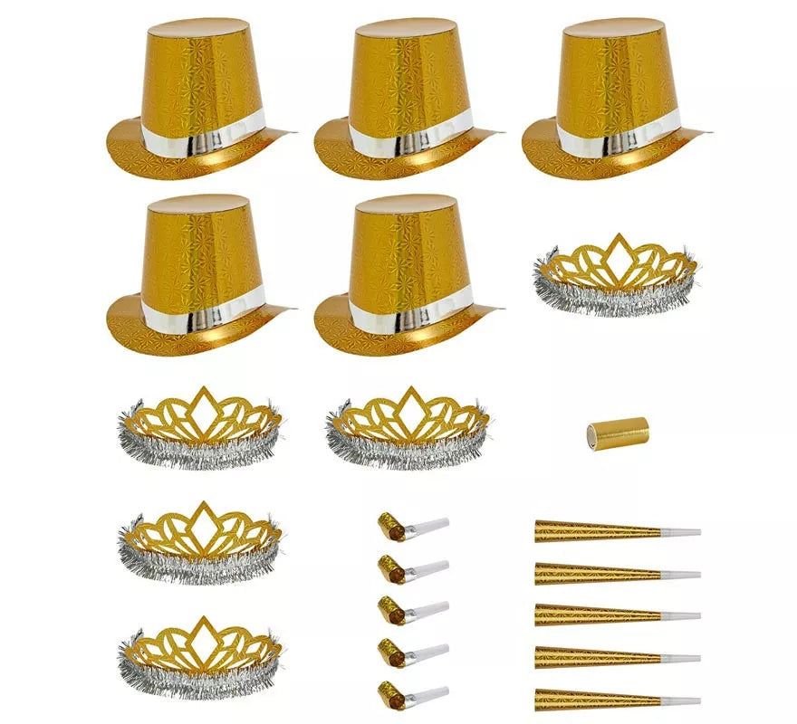 Translation missing: en.Kit 5 Cotillones Las Vegas Party Holográfico dorado