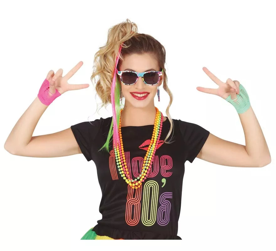 Translation missing: en.Kit Años 80: 2 Extensiones, Gafas, 2 Pendientes, 4 Collares y 2 Guantes