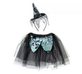 Kit Bruja negro: Tutú y Diadema con mini sombrero