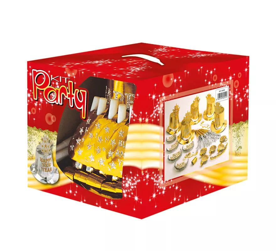 Kit Cotillón Buon Anno Dorado para 10 personas