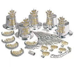 Silver Happy New Year Party Kit for 10 people