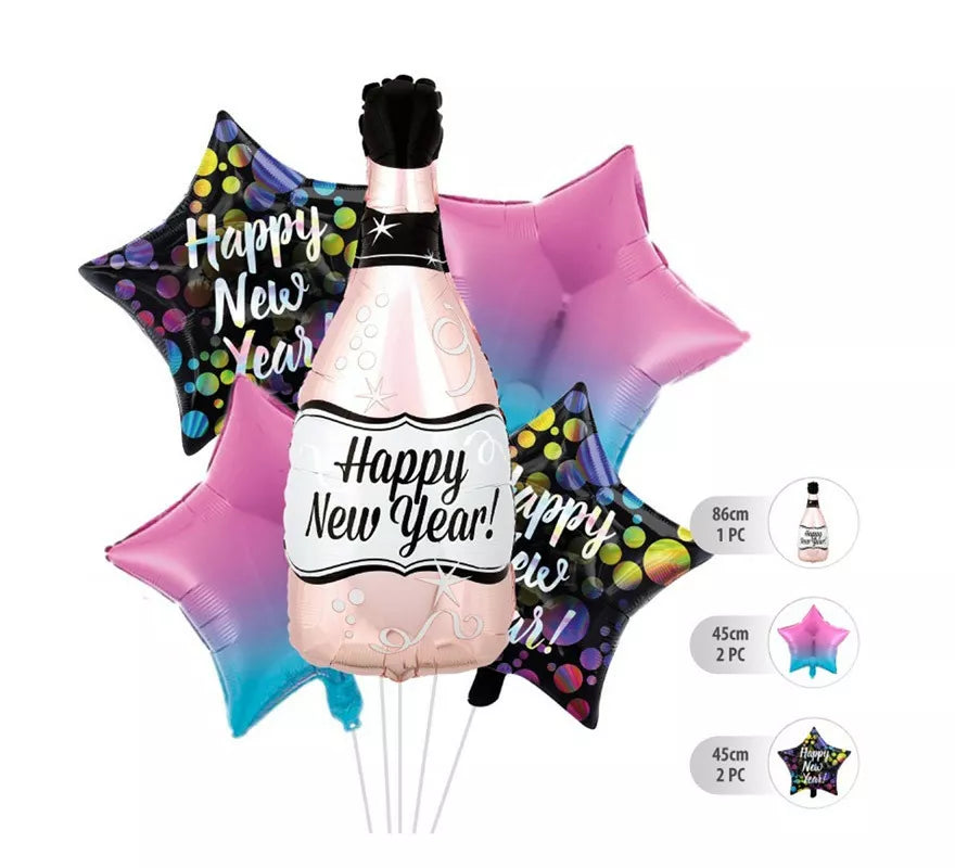 Translation missing: en.Kit de 5 Globos Foil Champagne de Happy New Year