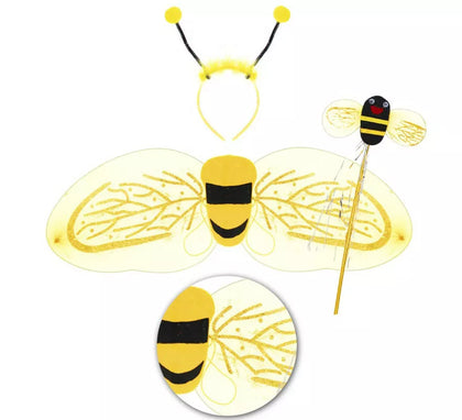 Kit de Abeja Infantil: Alas, Diadema y Varita